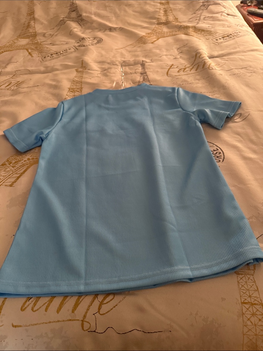 Light Blue Short Sleeve Tee with Playful Dog Graphic - Picture 4 of 4